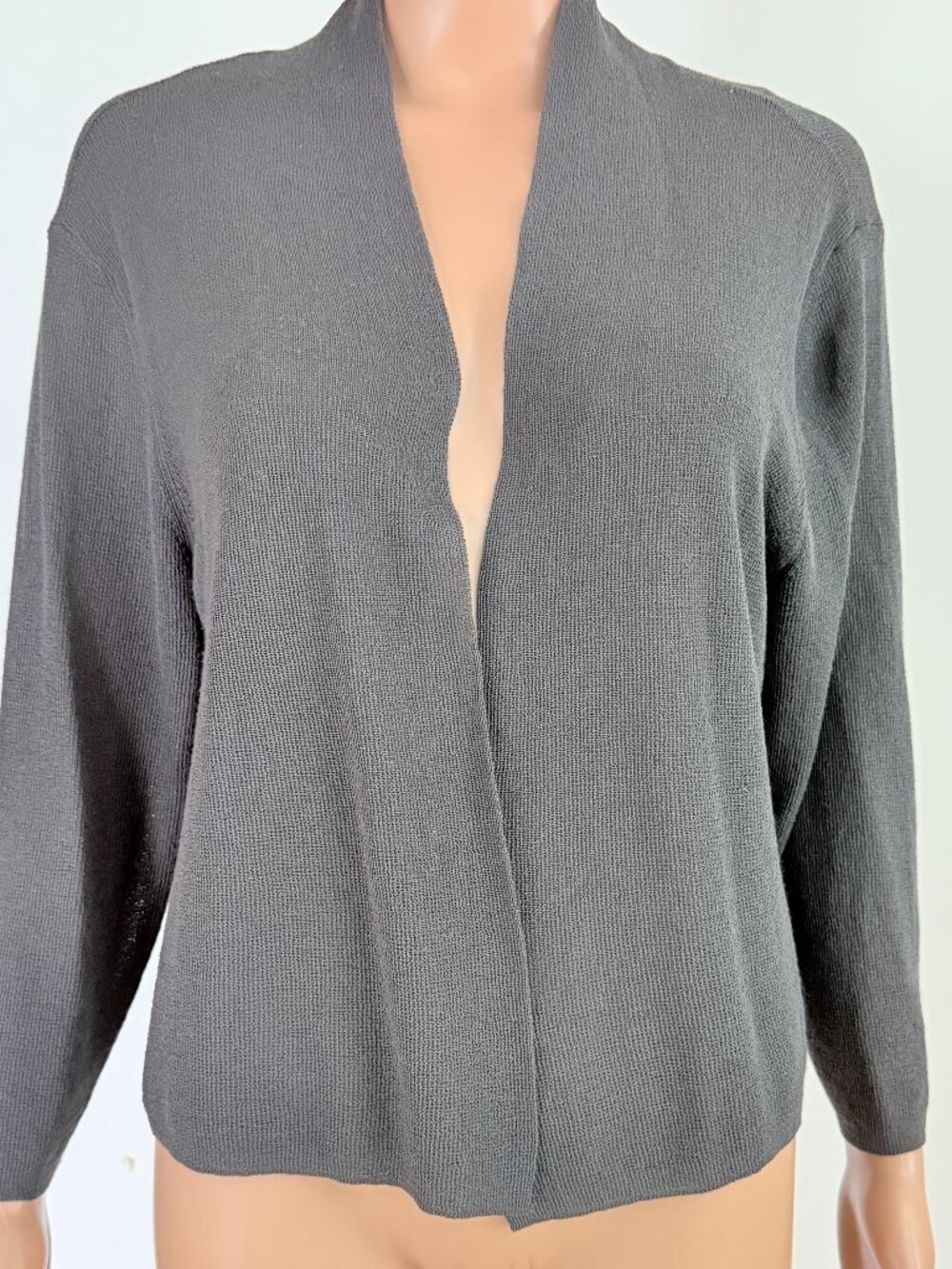 Eileen Fisher Womens Size Large Rayon Nylon Cropped Cardigan Branch Semi Sheer